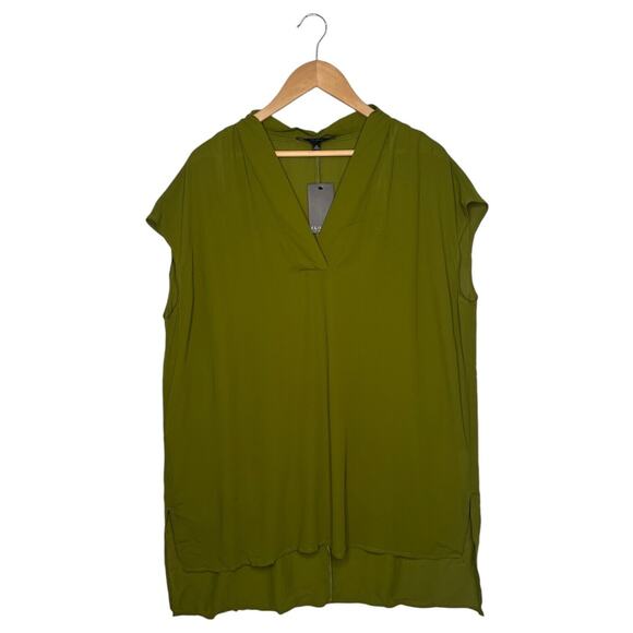 Eloquii Tops - New Eloquii Top Womens 14 V Neck Sheer Chiffon High Low Sleeveless Olive Green